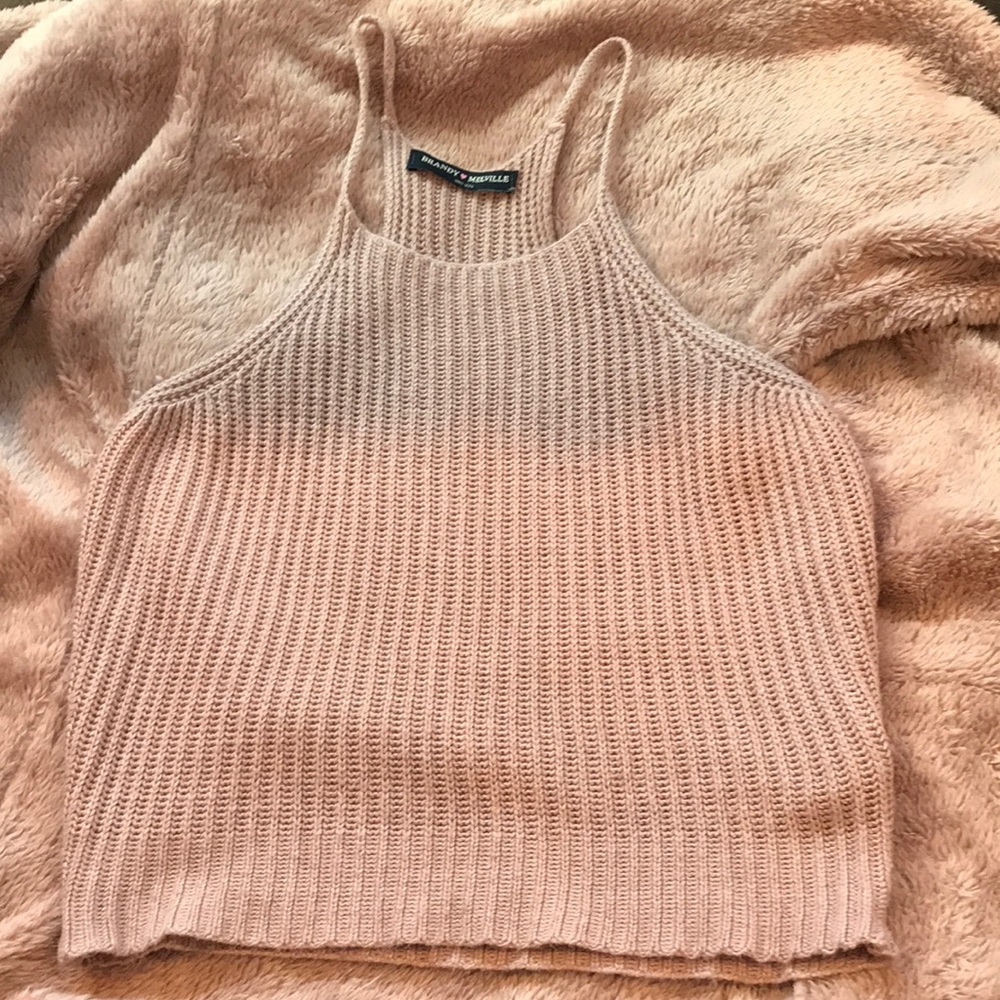Brandy Melville pink knitted halter top
